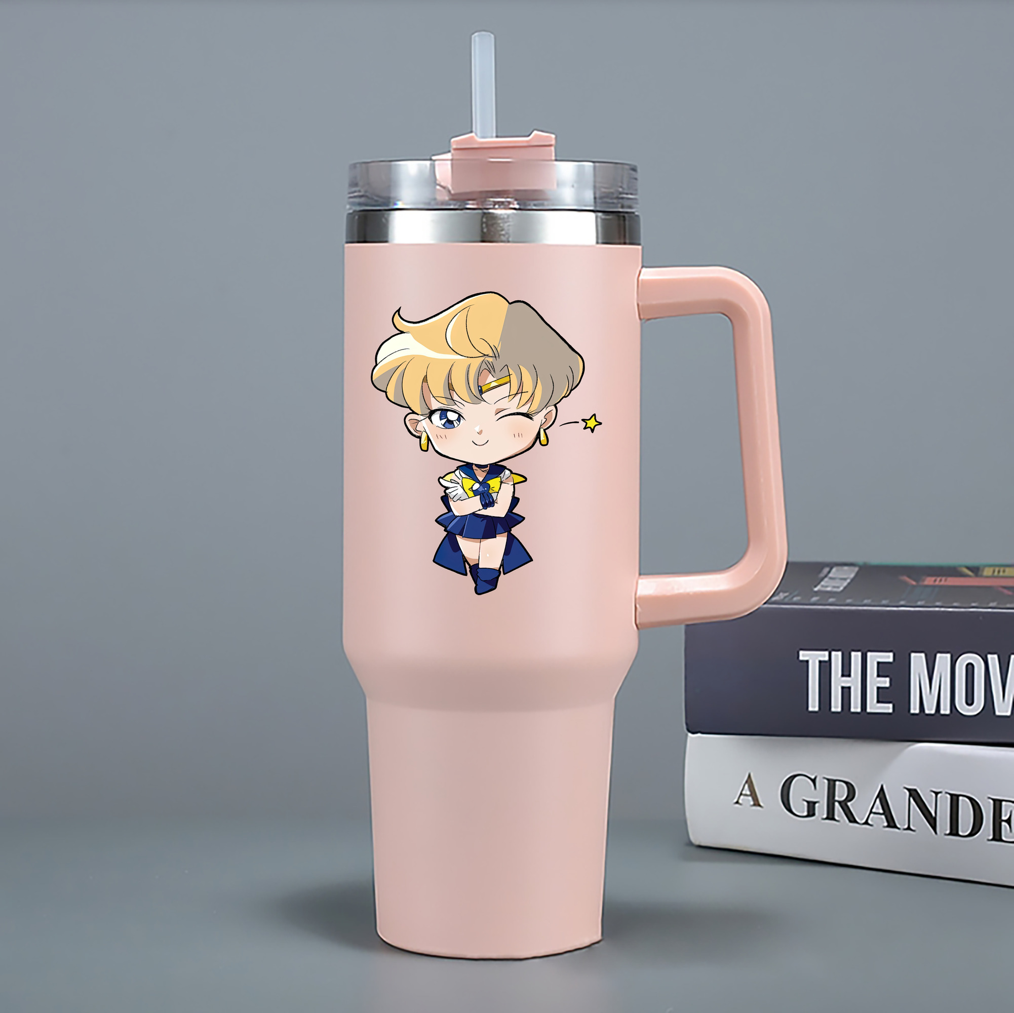 （画像用） 美少女戦士セーラームーン 天王はるか Sailor Moon Tenoh Haruka 1200mL車用タンブラー - クリスタルステッカー（プラスチックストロー付き）